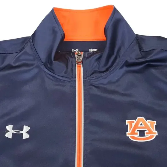 Under Armour Auburn University Jacket Men Large Blue Orange Full Zip Lightweight - Picture 3 of 14